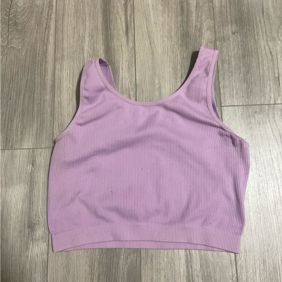 Lilac Purple Ripped Crop Top Small - Picture 3 of 4
